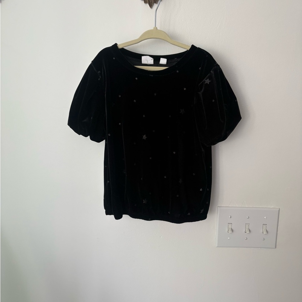 GAP kids Black Velvet Short Sleeve Top